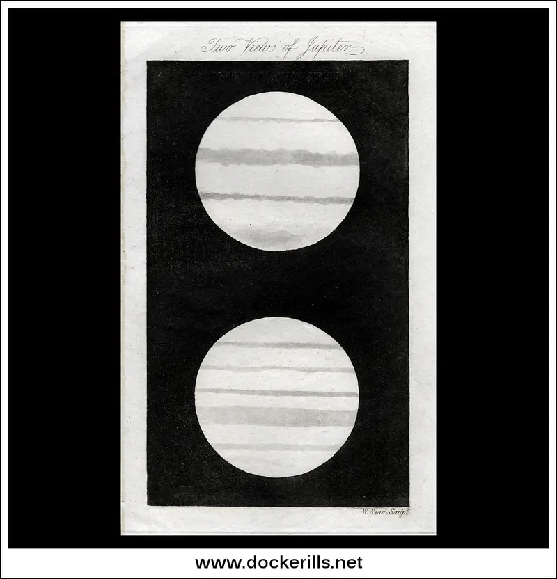 1811 Antique Jupiter Print – Two-View Celestial Engraving 1