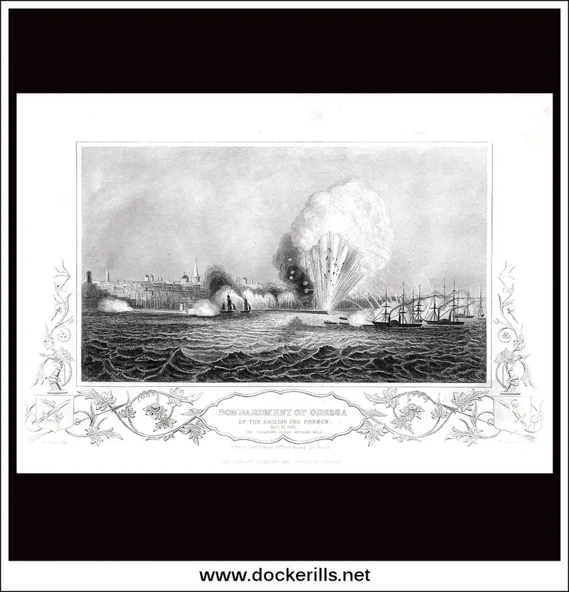 1854 Siege Of Odessa: Anglo-French Bombardment Steel Engraving, 1858 1
