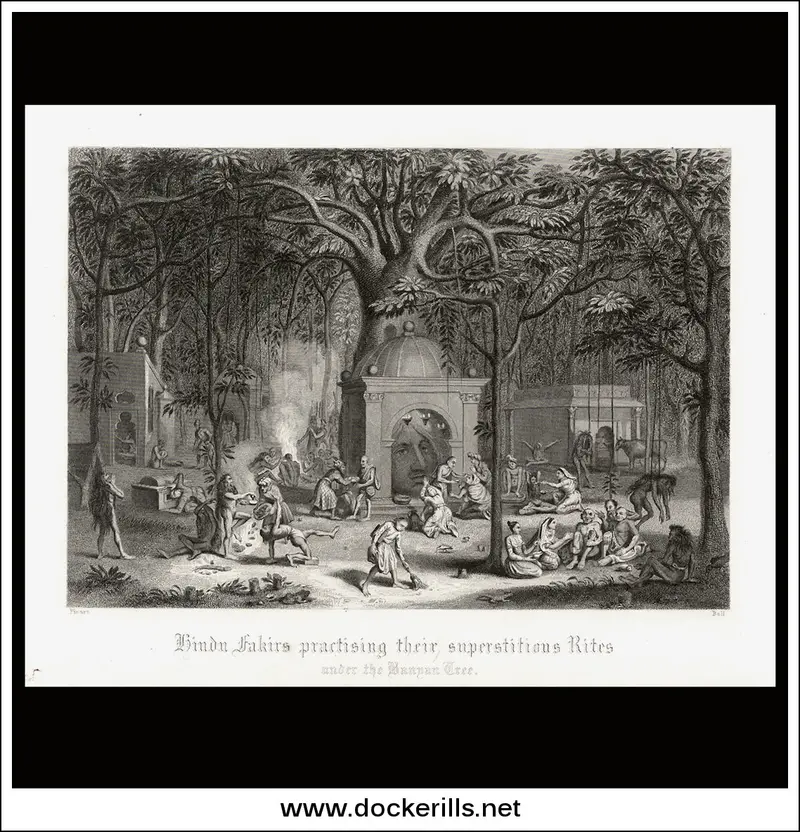 1858 Depiction Of Hindu Fakirs Performing Ritual Practices – Steel Engraving From Historical Periodical 1