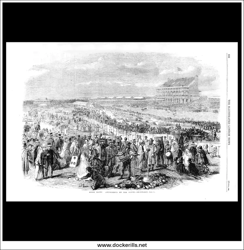 1861 Epsom Downs Race Day Amusements: Victorian Social Life In Illustrated London News 1