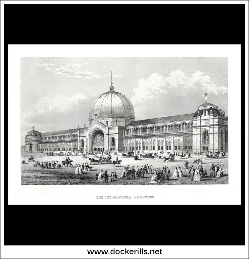 1862 International Exhibition London Steel Engraving Antique Print C.1865 1