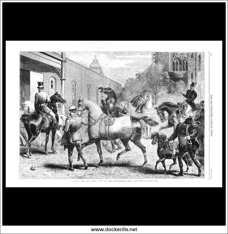 1865 Horse Show Arrival Scene At Islington'S Agricultural Hall – Full-Page Wood Engraving From The Illustrated London News, July 15 1