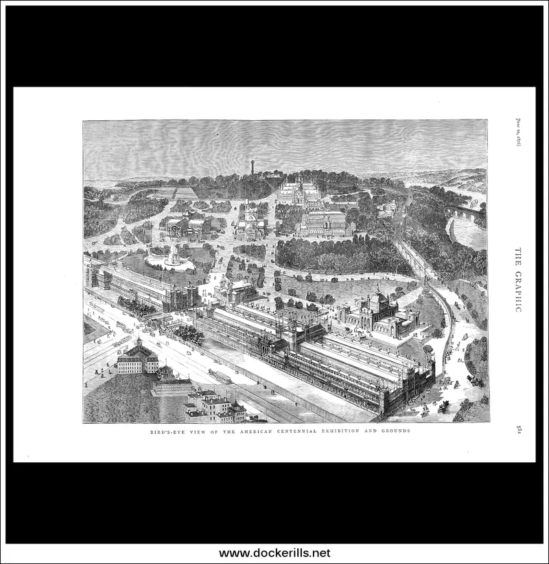 1876 Bird’S-Eye View Of Philadelphia Centennial Grounds: The Graphic Aerial Engraving 1