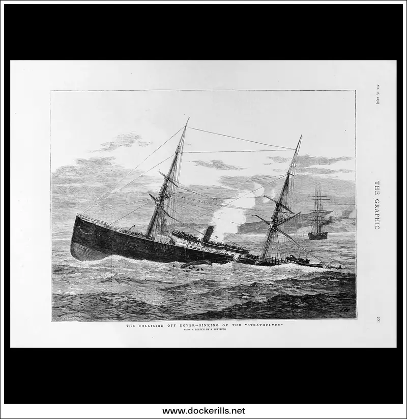 1876 Dover Collision Incident: Sinking Of Ss Strathclyde, The Graphic Full Page 1