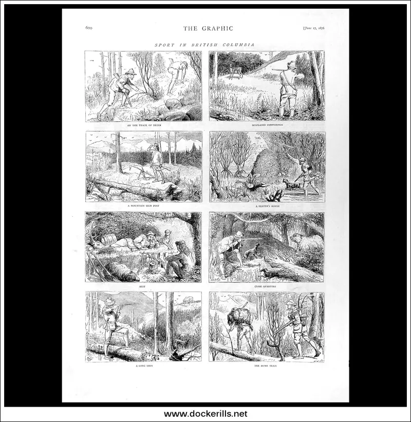1876 Hunting & Wilderness In British Columbia: The Graphic’S Colonial Adventure Print 1