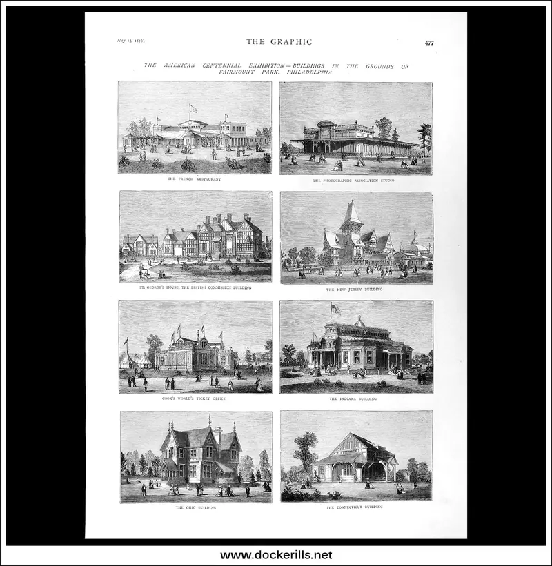 1876 Philadelphia Centennial Exhibition Architecture: The Graphic’S Fairmount Park Engraving 1