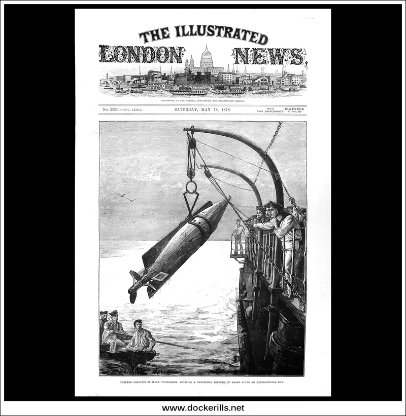 1878 Torpedo Drill Aboard Hms Thunderer: Illustrated London News Engraving 1