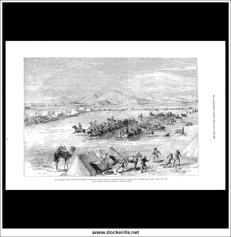 1879 Khushk-I-Nakhud Cavalry Charge: Afghan War Battle Scene From Illustrated London News 1