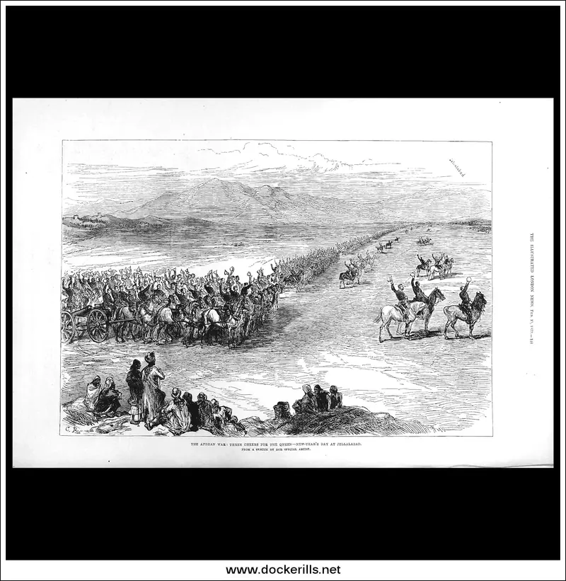 1879 ‘Three Cheers For The Queen’ In Afghanistan: Historic Illustrated London News Engraving 1