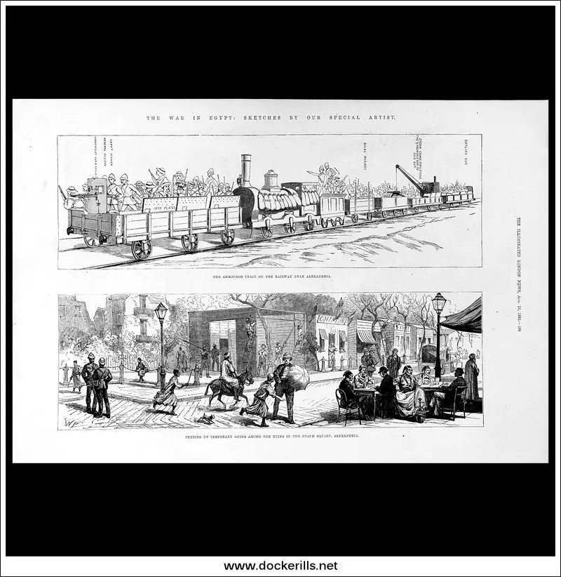 1882 Illustrated London News Engraving: On-The-Ground Sketches From The Egypt Campaign 1