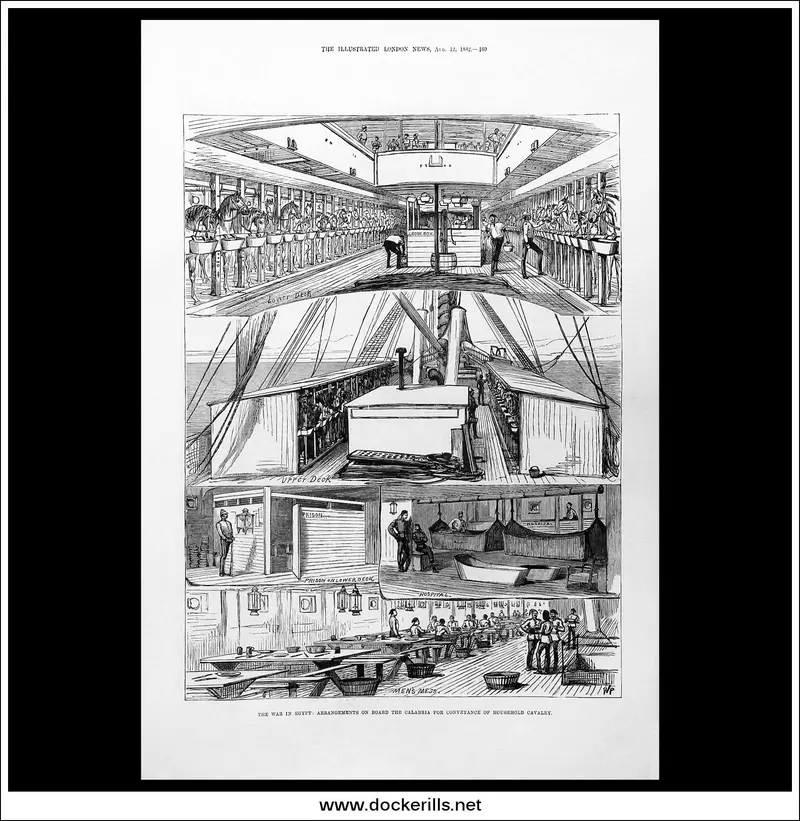 1882 Transport Preparations For Household Cavalry To Egypt: Calabria Shipboard Scene, Iln 1