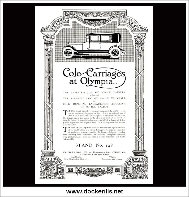 1919 Cole Carriage Display At Olympia Exhibition 1