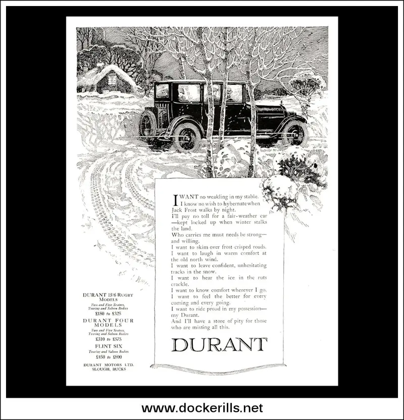 1924 Durant Cars Antique Automobile Advertisement, February 13Th Period Issue 1