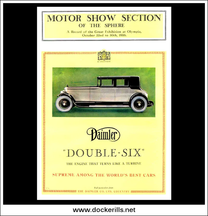 1926 Daimler Double Six Saloon Ad – Vintage Aristocratic Car Promotion 1