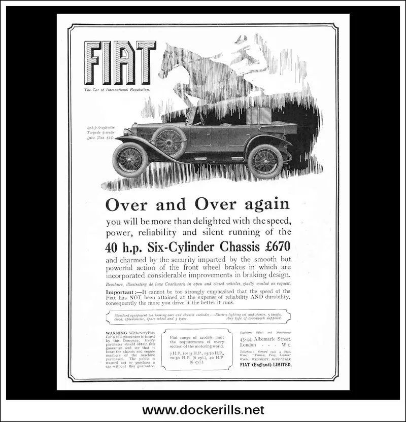1926 Fiat 40 Hp Six-Cylinder Torpedo Brochure 1