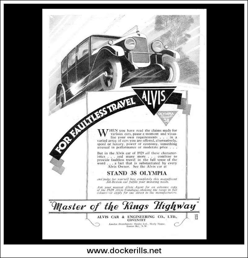 1928 Alvis October Classic Car Advert 1