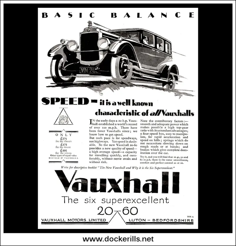 1928 Vauxhall Six 20-60 Classic Car Advertisement – February 20 1