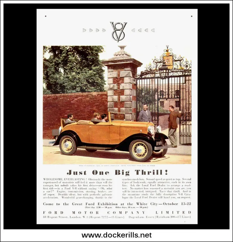 1932 Ford V8 Cabriolet Original Vintage Car Ad, October 19Th Issue 1