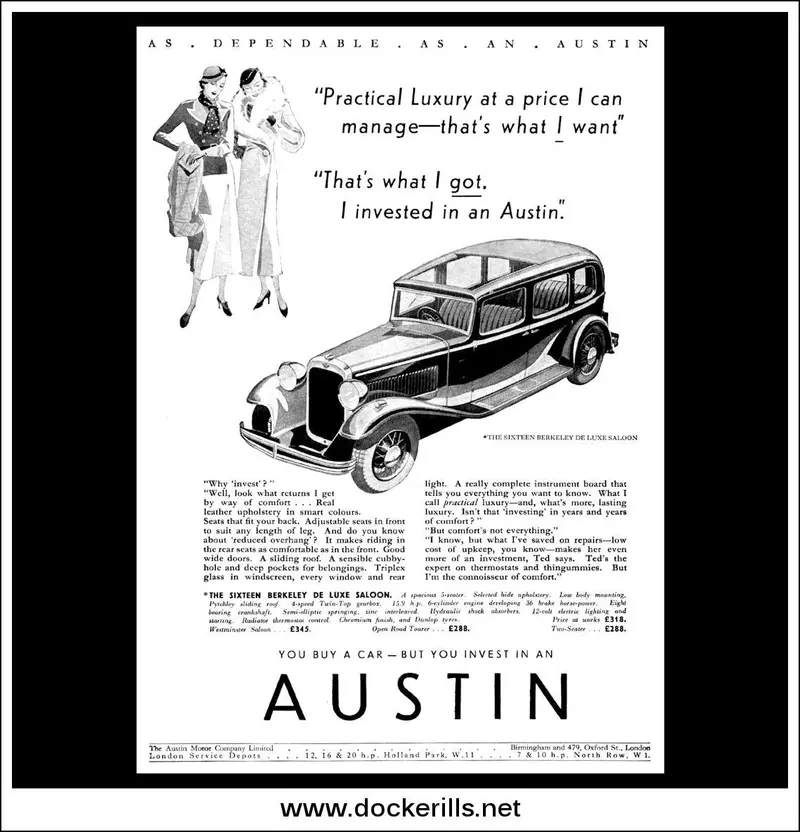 1933 Austin '16' Berkeley De Luxe Saloon Ad 1