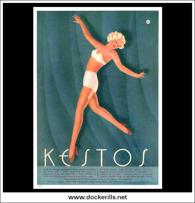 1933 Kestos Brassiere & Girdle Fashion Ad – Pioneering Undergarment Marketing 1