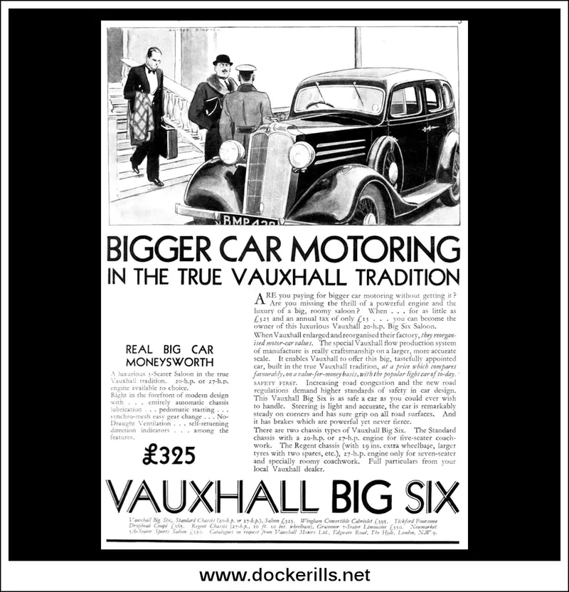 1935 Vauxhall Big Six Car Advertisement – Vintage British Luxury Vehicle Poster 1