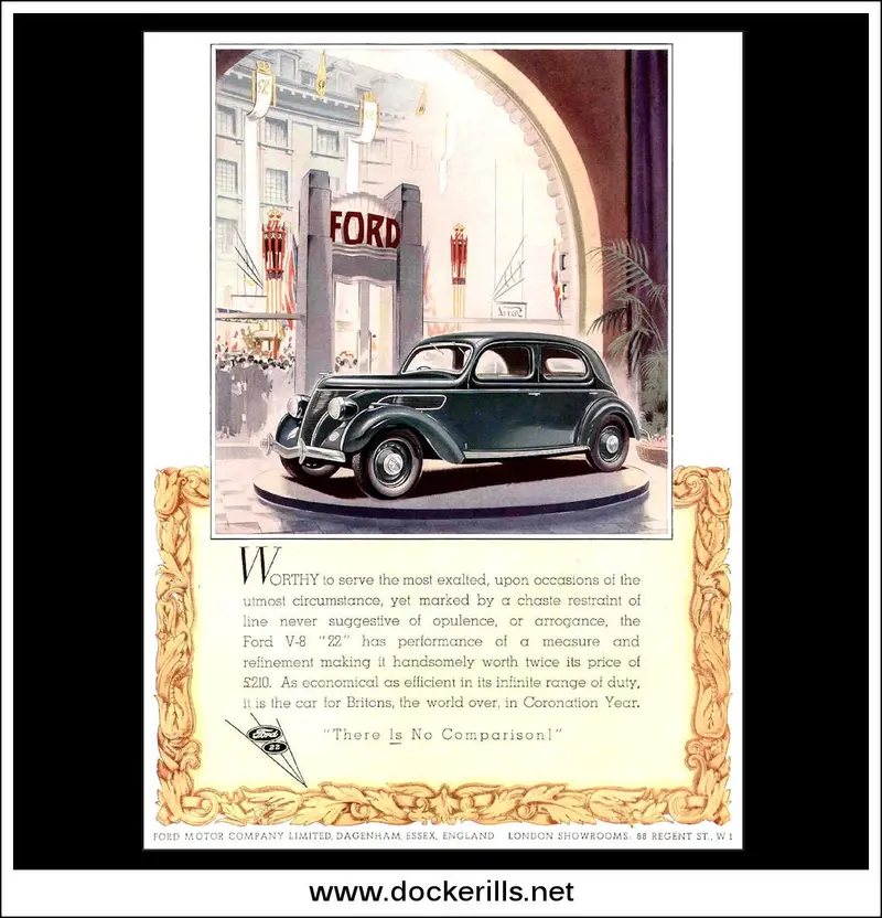 1937 Ford V-8 '22' Saloon – Distinctive British-Spec V-8 Model Advert 1