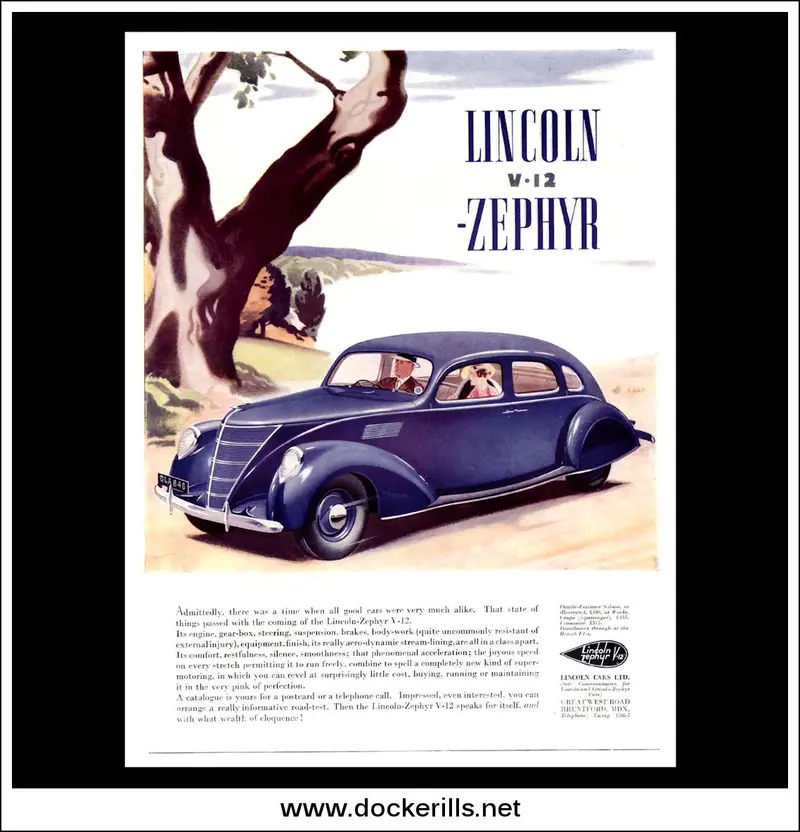 1937 Lincoln V-12 Zephyr Saloon Original Ad 1