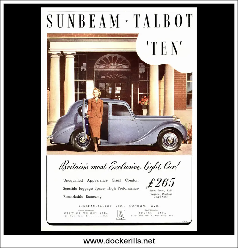 1938 Sunbeam Talbot 'Ten' Rootes Vintage Car Advert, December Edition 1