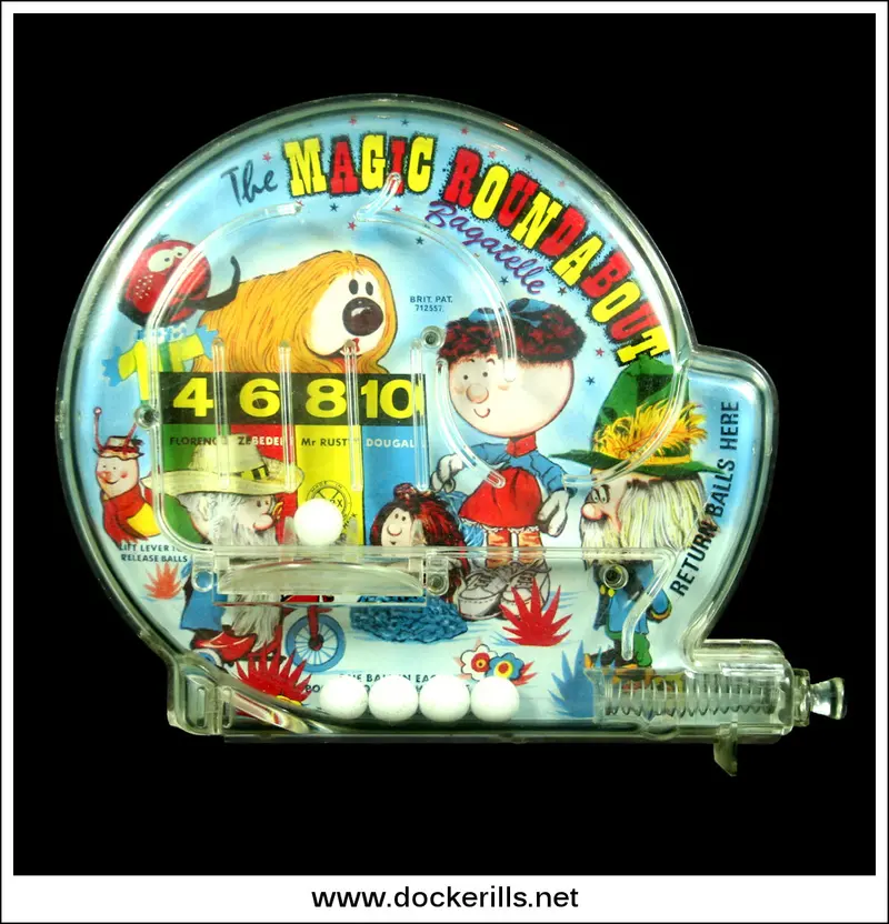 1967 Marx Magic Roundabout Tin Plate Bagatelle Game Uk Vintage 1