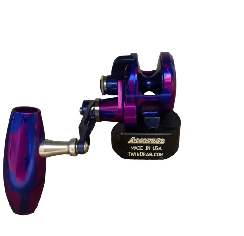 Accurate Valiant 2 Purple-Blue Camo Conventional Fishing Reel 1