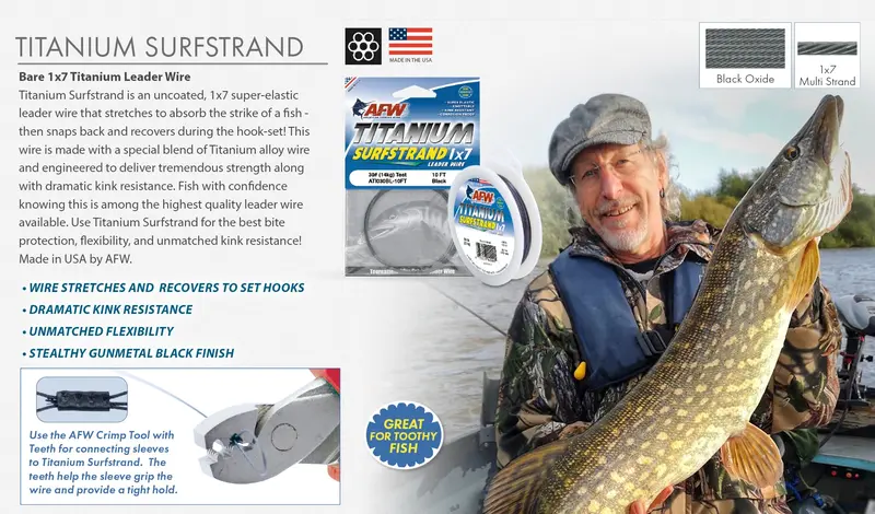 Afw Titanium Surfstrand Wire Leader – 30 Lb & 50 Lb Test, 1X7 Construction 1
