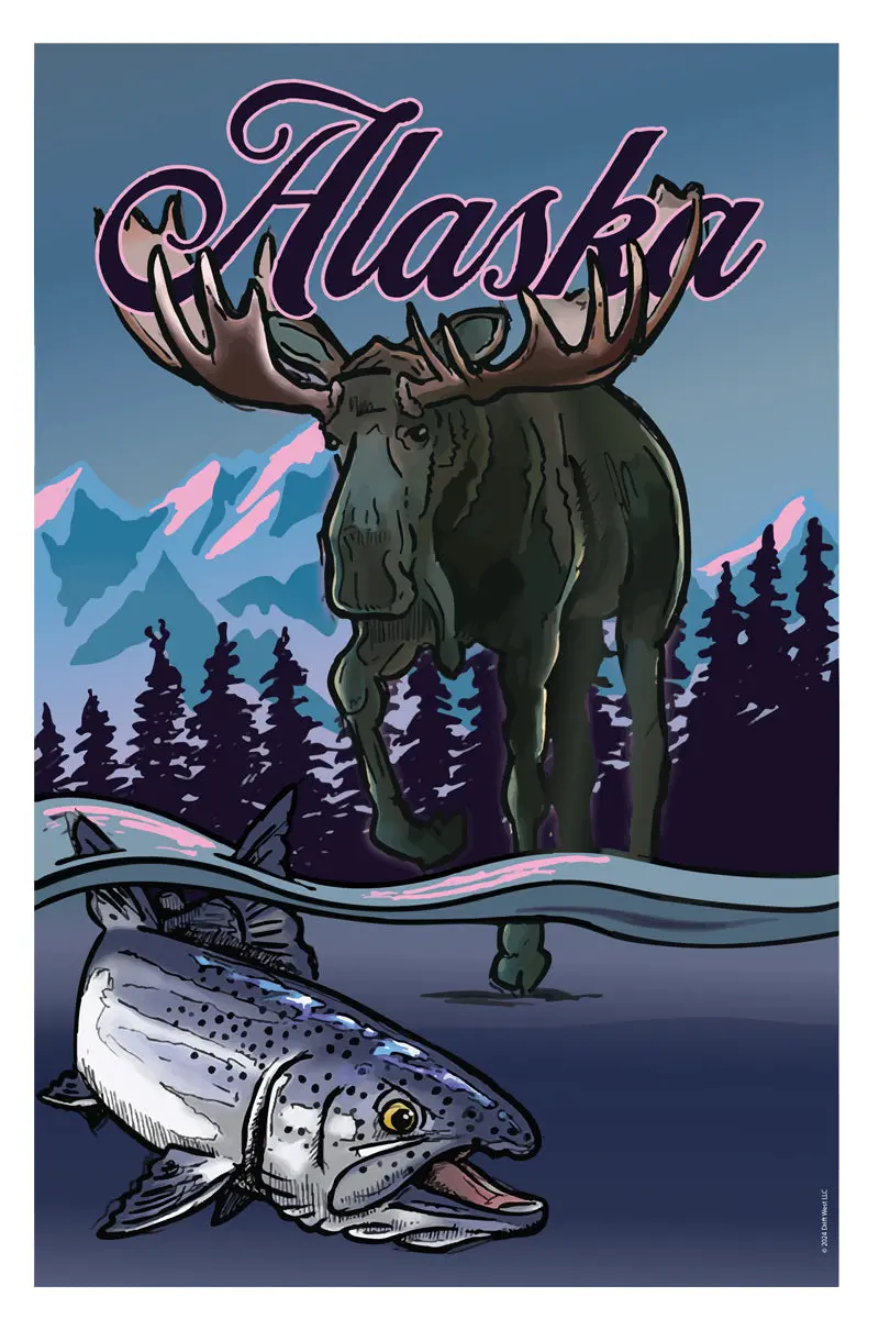 Alaska Moose Wildlife Art Poster 1