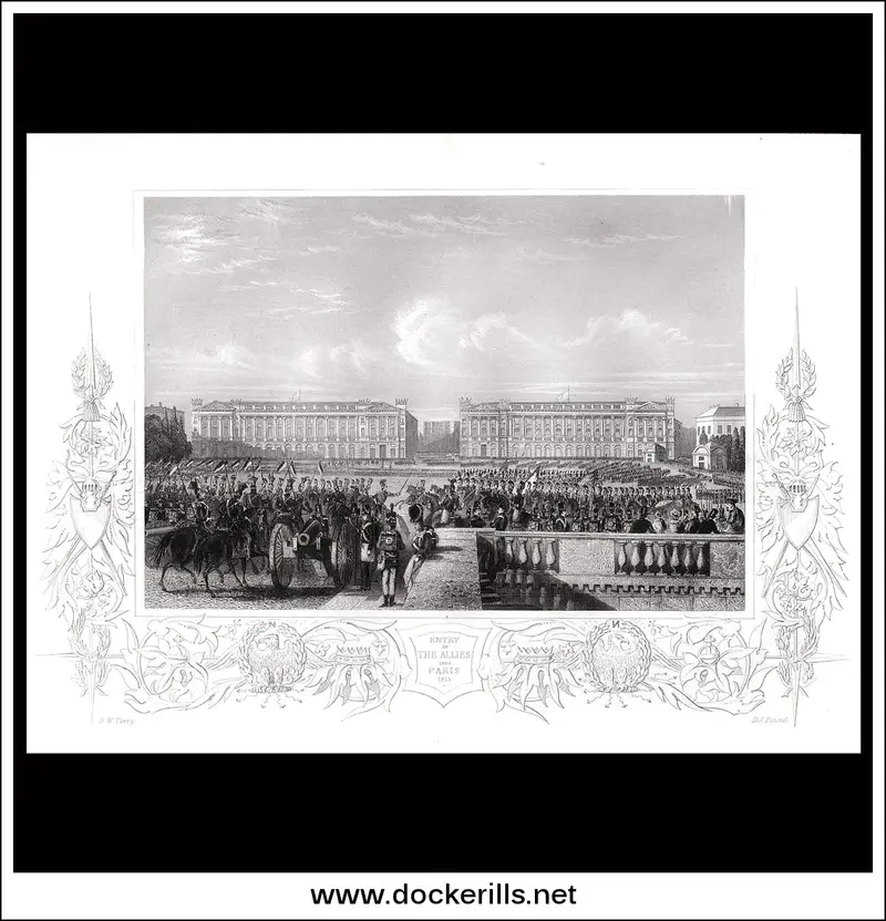 Allied Forces Entering Paris After Napoleon’S Defeat 1815 Historical Steel Engraving 1