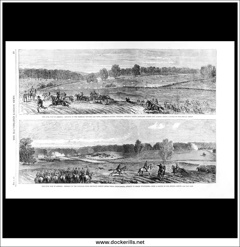 American Civil War: Federal Advance Near Jefferson, Virginia, 1863 – Contemporary Engraving From The Illustrated London News 1