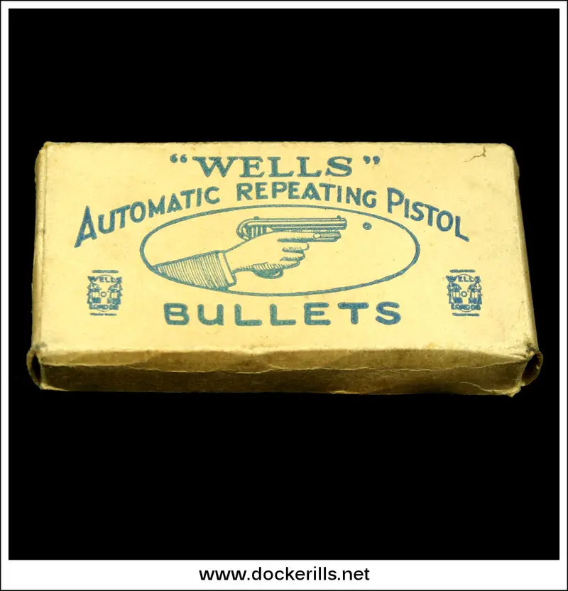 Antique A. Wells & Co. Toy Pistol Bullet Cartridge Box – British Manufactured Spare 1