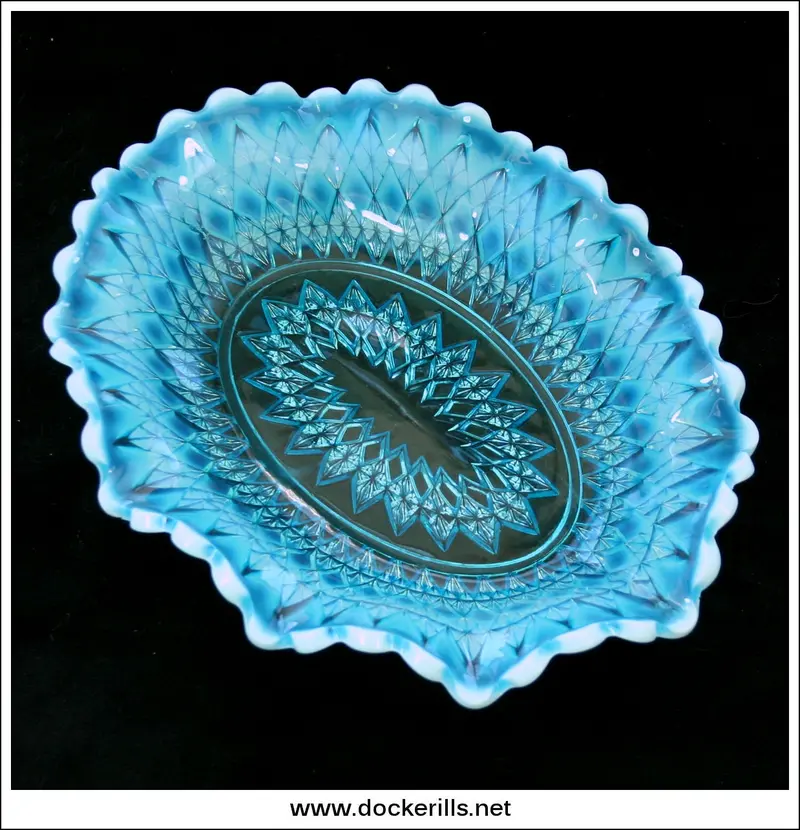 Antique Blue Pearline Opalescent Glass Bowl – Style B 1