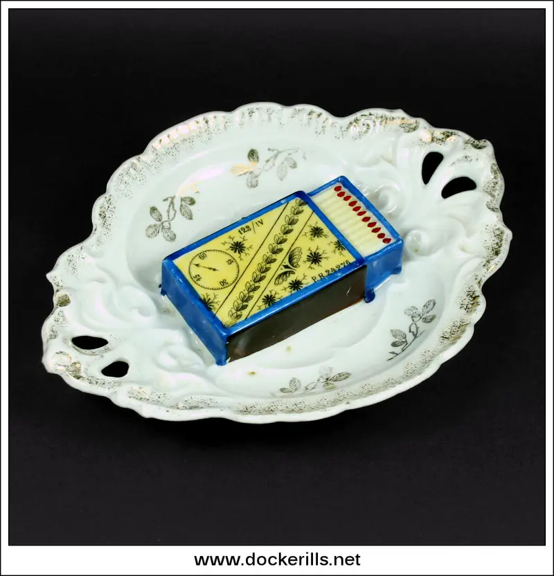 Antique Ceramic Match Striker With Integrated Box – Victorian Hearth Accessory 1