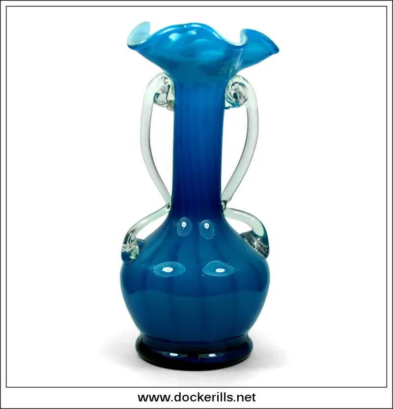 Antique Cobalt Blue Glass Vase – Hand-Blown Decorative Piece 1
