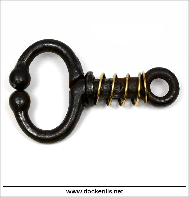 Antique Iron Bullnose Ring With Brass Spring Mechanism – Vintage Tether Or Leader Tool 1