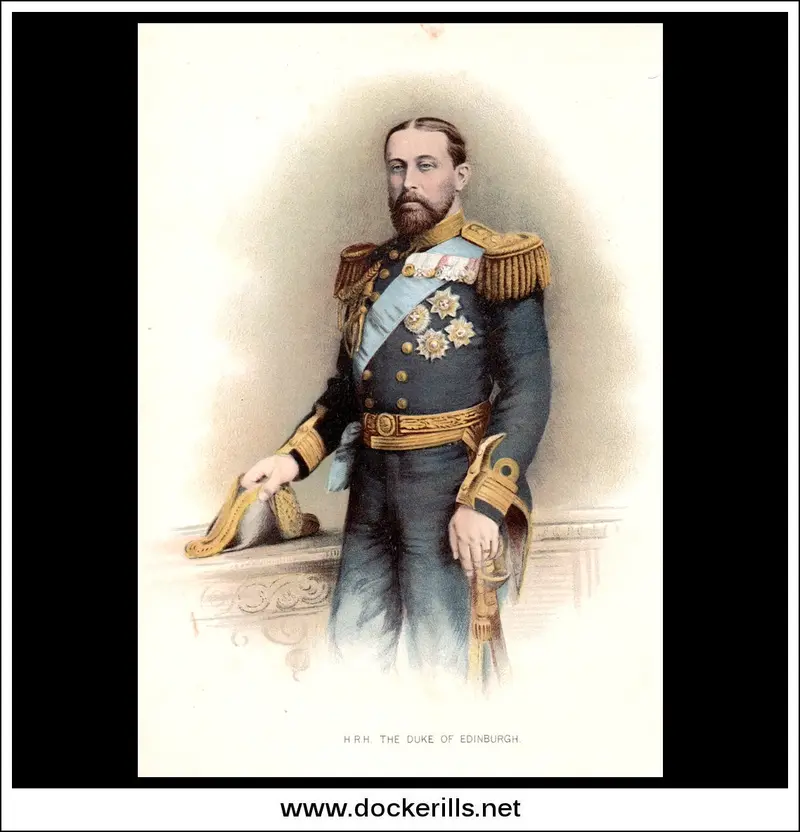 Antique Naval Print: Hrh The Duke Of Edinburgh In Royal Navy Uniform, C.1890 1