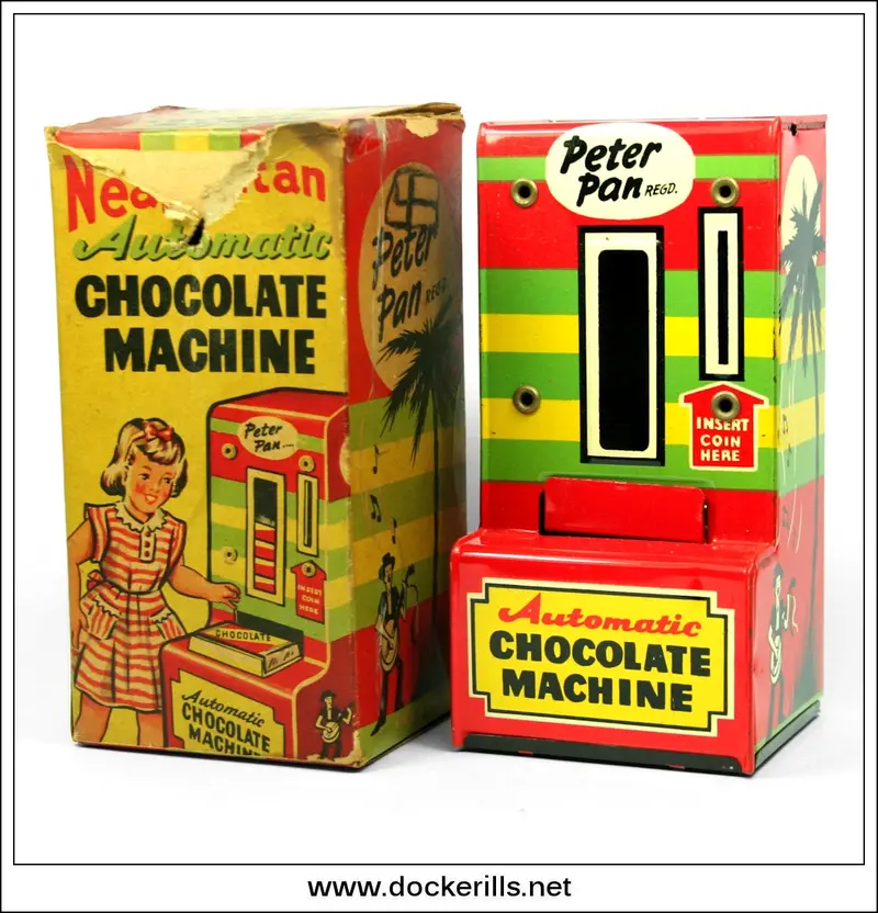 Antique Neapolitan Chocolate-Making Tin Automaton Money Box – Peter Pan Regd, Uk (Original Box Included) 1