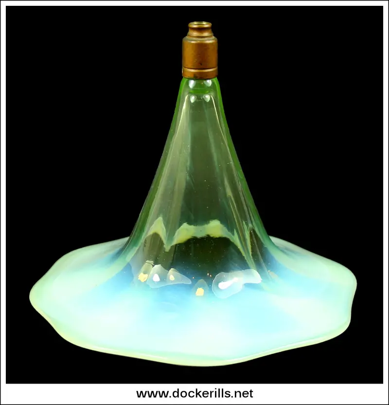 Antique Pale Green Vaseline Glass Epergne Base — Victorian Pressed Glass Stand 1