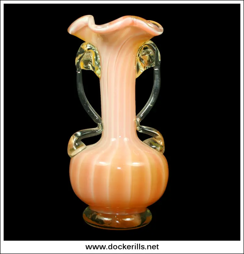 Antique Pale Pink And Orange Glass Vase – Mid-Century Decorative Piece 1