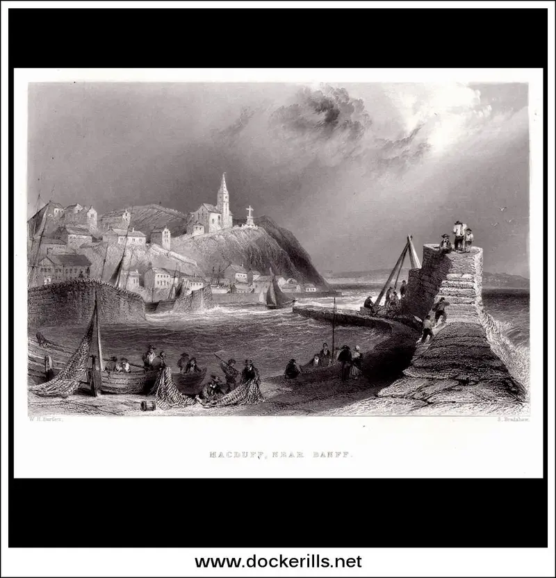 Antique Steel Engraving Of Macduff, Banffshire, Scotland – Circa 1840 1