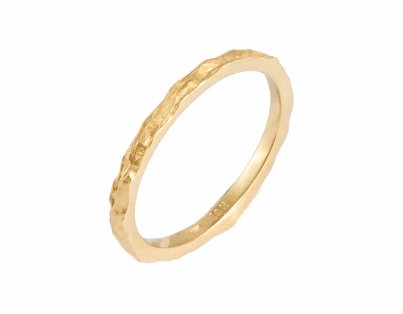 Bark-Textured Skinny Band Ring #7 1