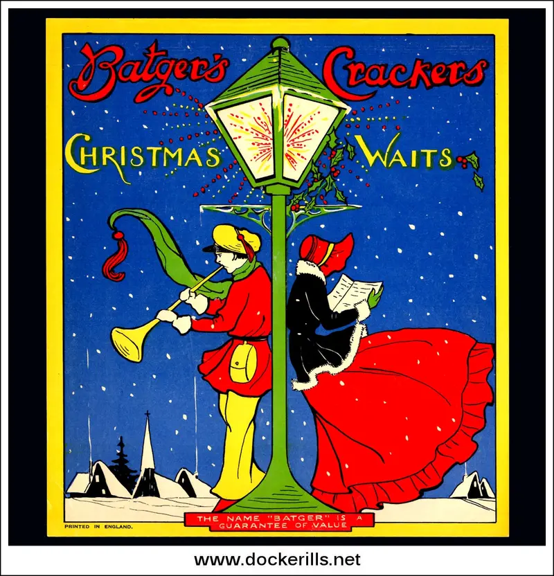 Batger’S Ltd. Christmas Waits Themed Cracker Label — Traditional Caroler Design 1