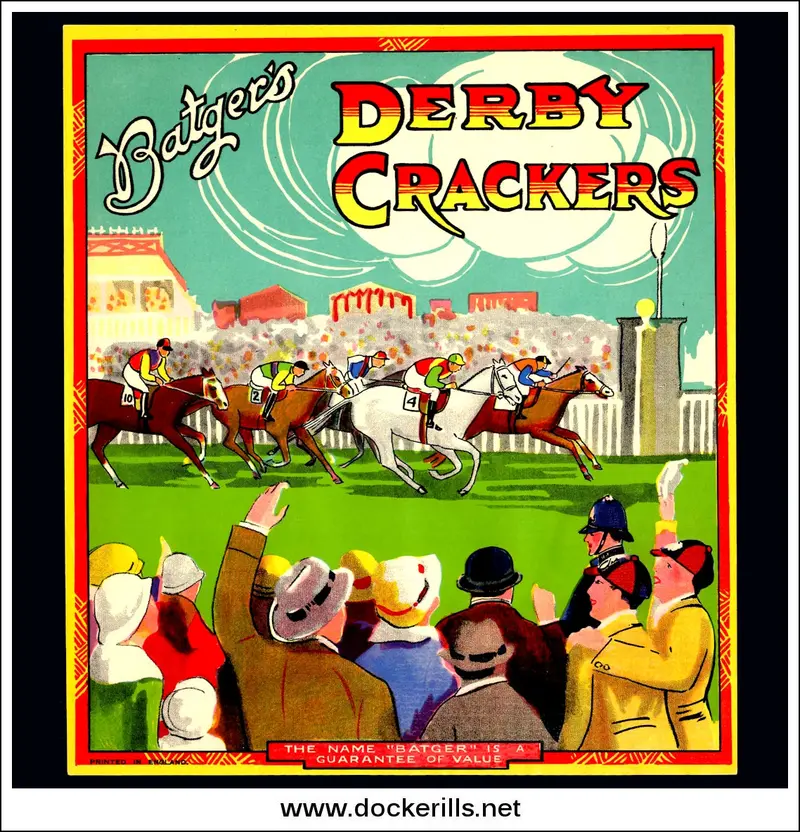 Batger’S Ltd. Derby-Themed Christmas Cracker Label — Rare Vintage Design 1