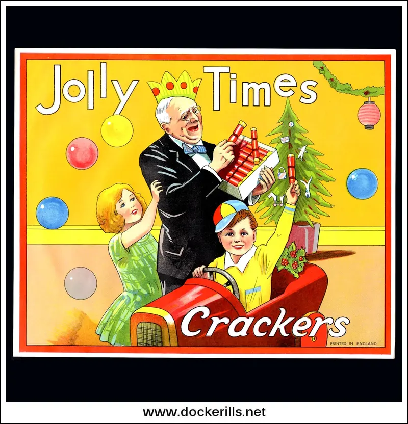 Batger’S Ltd. Jolly Times Christmas Cracker Label — Cheerful Period-Era Packaging 1