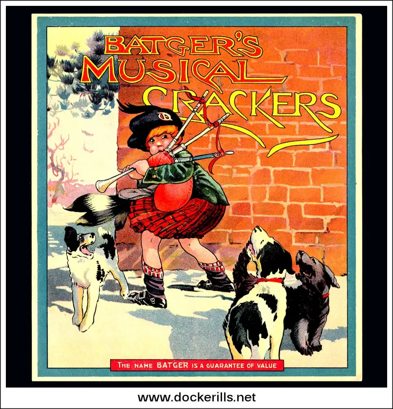 Batger’S Ltd. Musical Theme Christmas Cracker Label — Vintage Holiday Collectible 1