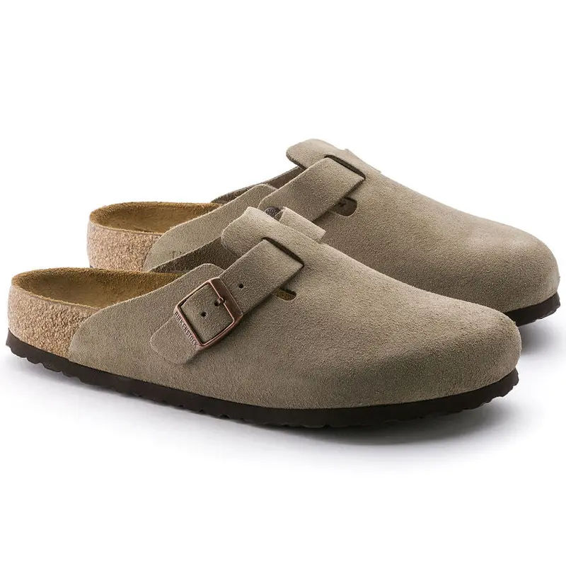 Birkenstock Boston Clog – Men’S Suede Leather With Soft Footbed (Taupe) 1